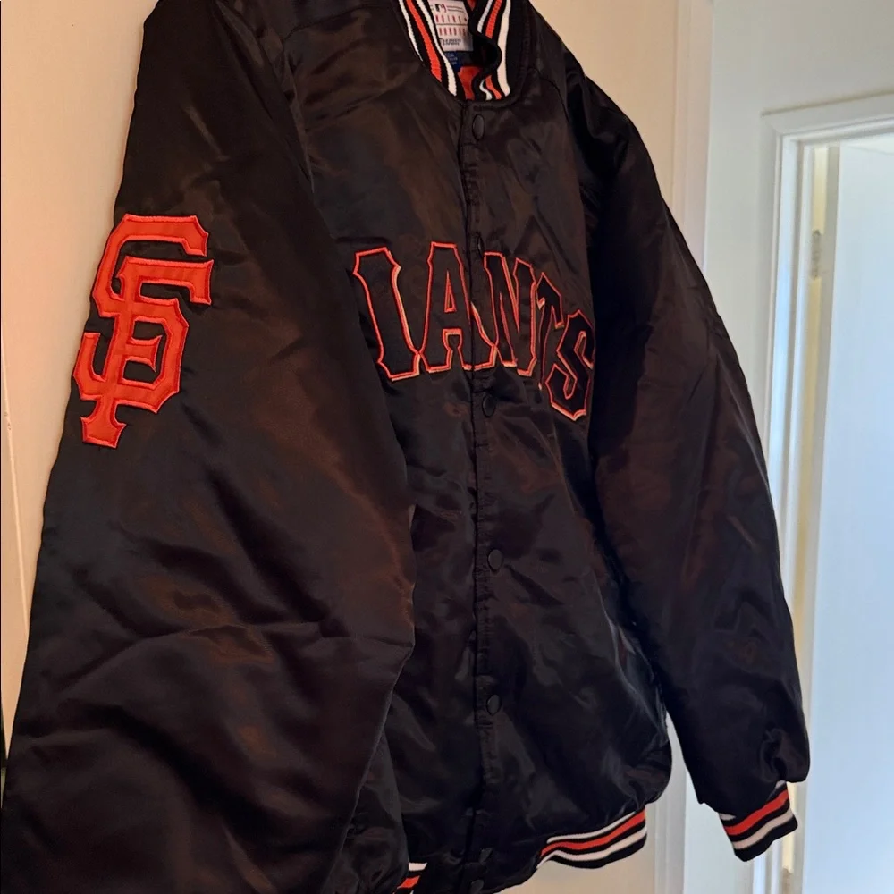 STARTER Black Giants Jacket with Orange Trim - Picture 1 of 3